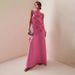 Women's Clothing Temperamental And Elegant Style Stand Up Collar Sleeveless Solid Color Long Dress Three Dimensional Flower Collage Design Long Dress_ecoleips.com