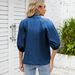 K New Retro Loose Collar Lace Up Denim Shirt With Bow Top For Women_ecoleips.com