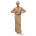 Cross-Border Solid Color Sleeve For Women, European American Style, 2025 Autumn And Winter New Elegant V-Neck Slim Fit_ecoleips.com