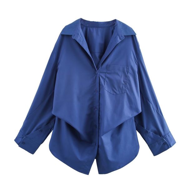Verve 2025 Spring New Women's Fashion Cotton Batwing Striped Turn-down Collar Long Sleeve Shirt2025458_ecoleips.com
