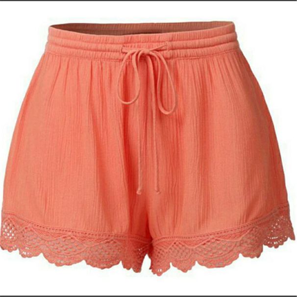 2025s 2025 Summer Solid Color Lace-Up Shorts Casual Pants For Women_ecoleips.com