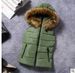 Women's Clothing Hooded Puffer Vest With Faux Fur Trim - Lightweight Quilted Sleeveless Jacket For Casual & Commute (Pink/Yellow/Red/Black)_ecoleips.com