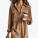 Corduroy Shirt Dress With Double Pockets – Classic & Stylish Mid-Length Dress_ecoleips.com