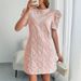 Women's Clothing Summer New Women's Puff Sleeve Textured Jacquard Round Neck Retro Style Dress_ecoleips.com