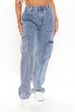 Women's Clothing Women's High Waisted Elastic Waistband Waist Cut Pants Loose Wide Leg Workwear Multi Pocket Jeans_ecoleips.com