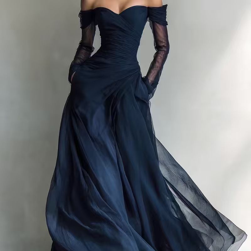 Women's Clothing Elegant Mesh Strapless Long Dress Style Party Gown High Waist Fashion Women's Clothing For Formal & Casual_ecoleips.com