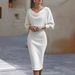 Fashionable Pleated Bat-Sleeved Mid-Length Dress_ecoleips.com