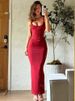 Mozision Backless Ruched Skinny Sexy Maxi Dress Women Gown Elegant Square Collar Sleeveless Lace-up Bodycon Club Party Dresses_ecoleips.com