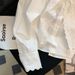 Women's White V Neck Blouse Lace Trimmed Bow Elegant French Design Spring Top_ecoleips.com