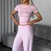 Women's Clothing Women's Knitted Two-Piece Set Short Sleeve T-Shirt And Pants Casual Innerwear Base Layer For Formal & Casual_ecoleips.com