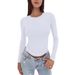2025 New European And American Slim-Fit Long-Sleeve Milk Silk Low Round Neck Versatile Women's Clothing_ecoleips.com