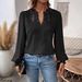 2024 European And American Cross-Border Autumn Winter New Fashion V-Neck Lace Solid Color Long Sleeve Casual_ecoleips.com