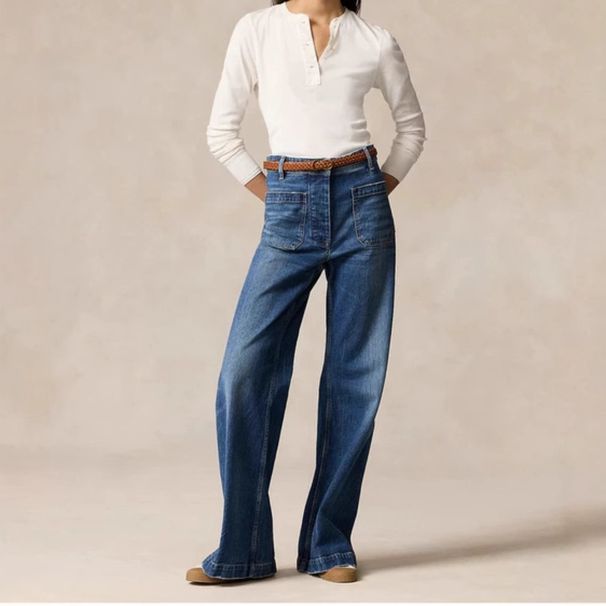 Women's Clothing RL/Laf Imported Turkish High Waist Elastic Loose Casual Denim Super Slim Tall Pants Wide Leg_ecoleips.com