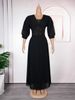 Elegant Plus Size V-Neck Pleated Maxi Dress Chiffon Flowy A-Line Dress With 3/4 Sleeves, High Waist & Zip Detail ( L-3XL,Polyester)_ecoleips.com