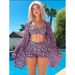 Women's Plus Size Floral Print 3-Piece Swimsuit Set Long Sleeve Rash Guard Swimwear Quick Dry Uv Protection Conservative Design_ecoleips.com