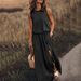 Women's Clothing Summer New Women's Round Neck Sleeveless Dress Slit Multi Color Solid Color Long Skirt_ecoleips.com