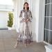 Women's Long Robe Embroidered Fabric Printed Rhinestone 241113 Cross Border Style Long Dress Muslim Fashion_ecoleips.com