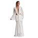 Women's Solid Color Chiffon Long Maxi Dress Long Mesh Sleeves Sexy Backless Hollow Out Fashion Party Dress_ecoleips.com