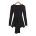 Women's Clothing Hot Girl Autumn Solid Color Two Piece Set Waist Tie V Neck Long Sleeve Slim Fit Bodysuit For Women S21285_ecoleips.com