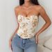 Diamond Patterned Fishbone Waist Corset European And American Style Tank Top Camisole, Cross Border Sexy Hot Girl Low Cut Backless Floral Bra_ecoleips.com