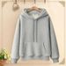100% Cotton Sweatshirt For Women With Double Layer Hood, White High-end Student Versatile Loose T, Trendy New Couple_ecoleips.com