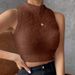 Fuzzy Vest Sleeveless Top Women's Spring Fall Layering Piece Faux Mink Fur Halter Neck Slim Fit Pure Y2K Streetwear Casual Tops_ecoleips.com