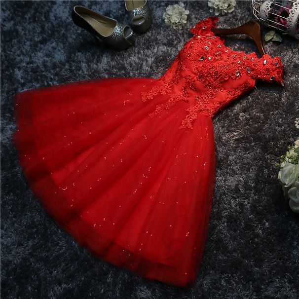 Women’s Clothing Bridesmaid Dress Autumn New One Shoulder Bride Wedding Strappy Performance Dress Small Dress Short Skirt Red Women's Skirt_ecoleips.com