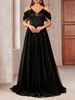 Women's Clothing Solid Color V Neck Sling Mesh Wedding Elegant Slim Big Swing Wedding Ladies Wedding Dress Evening Dress_ecoleips.com