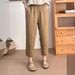 Suitable For All Seasons 2025 New Casual Linen Loose Korean Style Nine-point Age-reducing Slimming Elastic Waist Elegant Skinny Pants Solid Color_ecoleips.com
