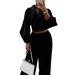Autumn And Winter New Women's Clothing Solid Color Lapel Woolen Top Casual Trousers Suit_ecoleips.com