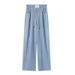 2026 New Women's Plus Size Summer Thin Elastic Wide-Leg Straight Pants With Tencel Washed Denim And Waist Cord_ecoleips.com