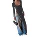 Women's Fashion Rib-Knit Long Sleeve T-Shirt Slim Fit Round Neck Casual Stretch Top For Daily Wear_ecoleips.com