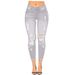 Women's Clothing New Style Ripped Denim Women's Tight Wide Leg Style Nine Point Pants_ecoleips.com