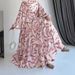 Muslim Chiffon Print Long Belted Fashionable And Elegant Dress_ecoleips.com