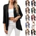Women's Printed Knit Cardigan Lightweight Boho Chic Floral Solid Color 3/4 Sleeve Cover-Up Spring Summer Layering Essential_ecoleips.com