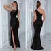 Women's Clothing Oblique Shoulder Slit Hip Wrapped Slim Velvet Sequin Dress_ecoleips.com