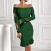 Women's Clothing Slim Hip Skirt Long Sleeve One Shoulder Sexy Dress Short Skirt_ecoleips.com