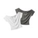 Women's Off-Shoulder Crop Top Short Sleeve Chic Slanted Neckline Summer Casual Tee for Fashion Lovers_ecoleips.com