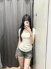 Short-sleeved Front Shoulder V-neck T-shirt Women's Summer Slim-fit Spice Girls Versatile And Thin Design Niche Ice Silk Breathable Top_ecoleips.com