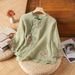 A New-Style Chinese Ethnic Cotton-Linen Top Featuring Embroidery, A Retro Design With A Diagonal Front Opening And Butto_ecoleips.com