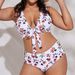 Plus Size High Waist Bikini Set - Women's Sexy Tie-Front Swimwear (Adjustable Straps Tummy Control Backless Design Beach & Pool)_ecoleips.com