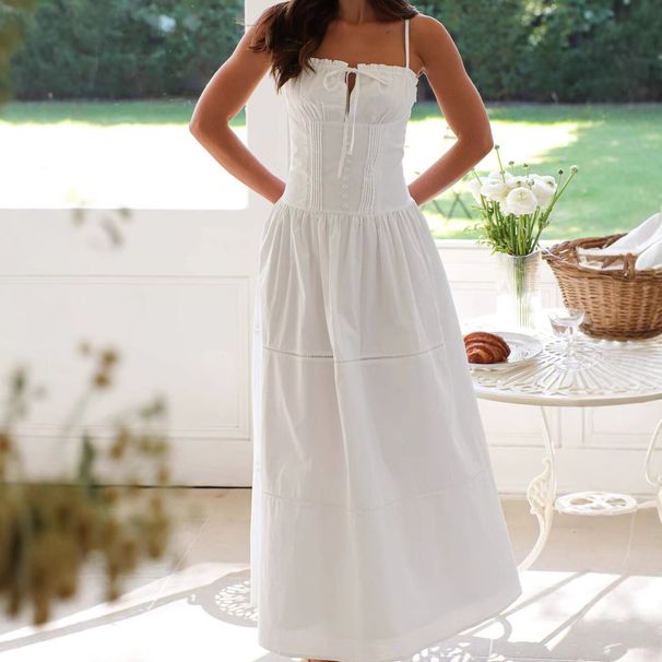 DiYun Cross-Border European And American Vacation Casual Style Solid Color Mini Camisole Dress Women's Clothing 2025_ecoleips.com