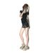 Women's Black And Gray Low Rise Denim Shorts Retro Washed Stretch Bodycon Style Summer Hot Pants_ecoleips.com