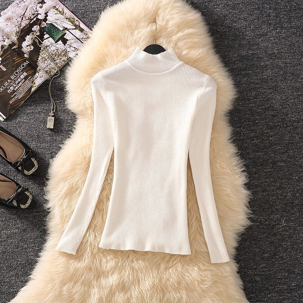 Knit Jumper Dress Set – Tweed Pinafore + Mock Neck Sweater (Black/White, S-2XL)_ecoleips.com
