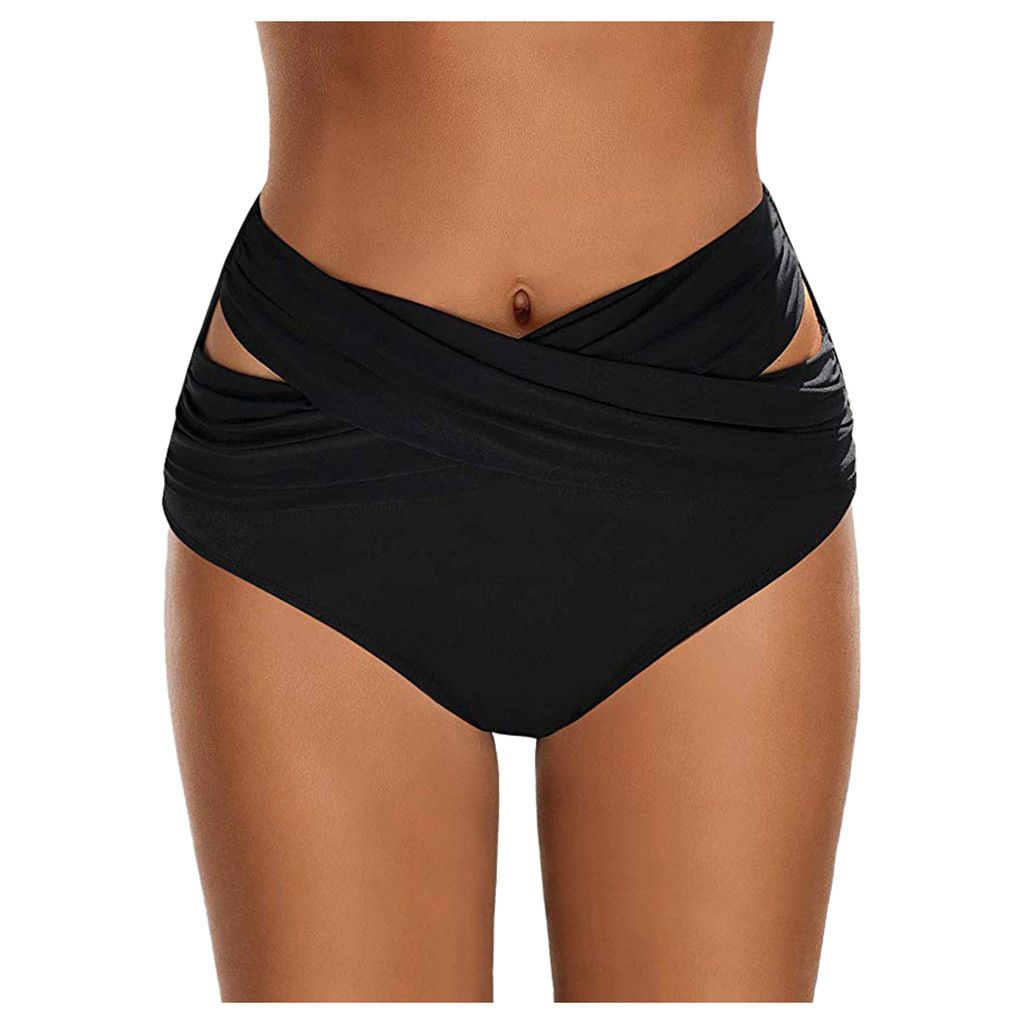 Border Single Swimming Trunks High Waist Leggings Triangle Swimming Trunks Women's Versatile Slim Cross Hollow Women's Swimming Trunks_ecoleips.com