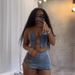 Women's Clothing Summer New Fashion Sexy Tie String Chest Wrap Top Slit Hip Skirt_ecoleips.com