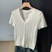 Women's Cable Knit Top Short Sleeve Loose Slimming Pullover Sweater Gentle Style Base Layer_ecoleips.com