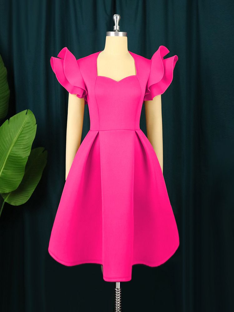 Women’s Clothing ruffled A line dress, slimming and belly covering plus size party dress, princess dress dresses_ecoleips.com