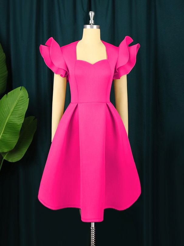 Women’s Clothing ruffled A line dress, slimming and belly covering plus size party dress, princess dress dresses_ecoleips.com