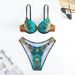 Women's Clothing Printed Steel Plate Gathered Split Swimsuit Triangle Backless Sexy Beach Bikini_ecoleips.com